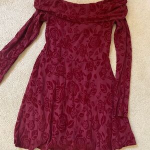 Target Burgundy Floral Long Sleeve Dress